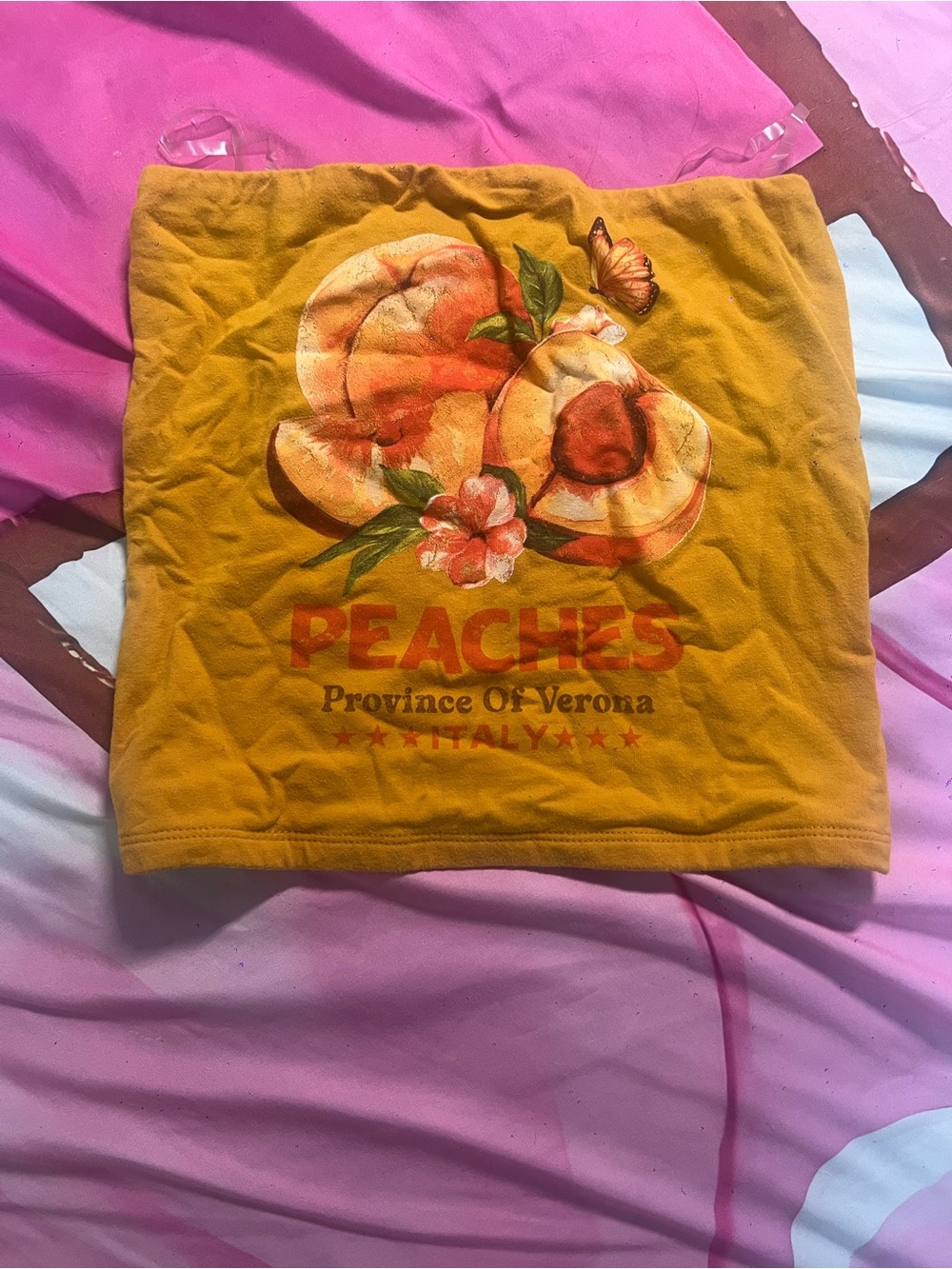 Peaches Graphic Home Accent Pillow Cover - Mustard Yellow